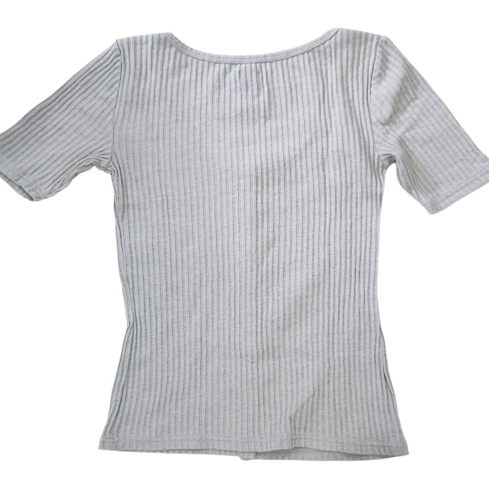 GAP Ribbed Button Front Top XS Gray - Picture 4 of 4